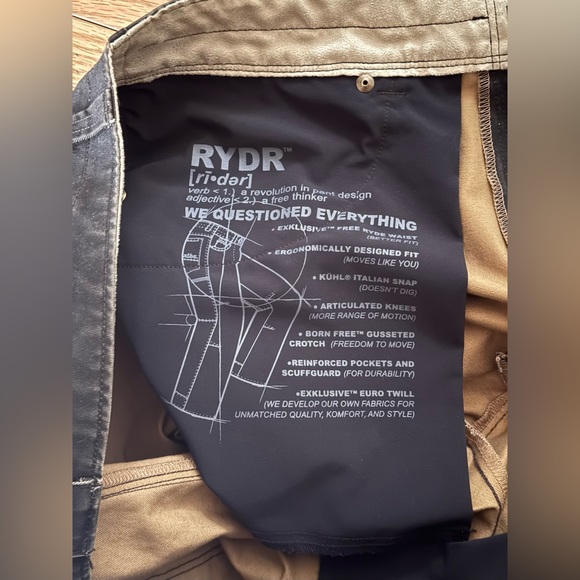 New KUHL RYDR Pants, 34x36, Full Fit, Espresso Color - Picture 5 of 7